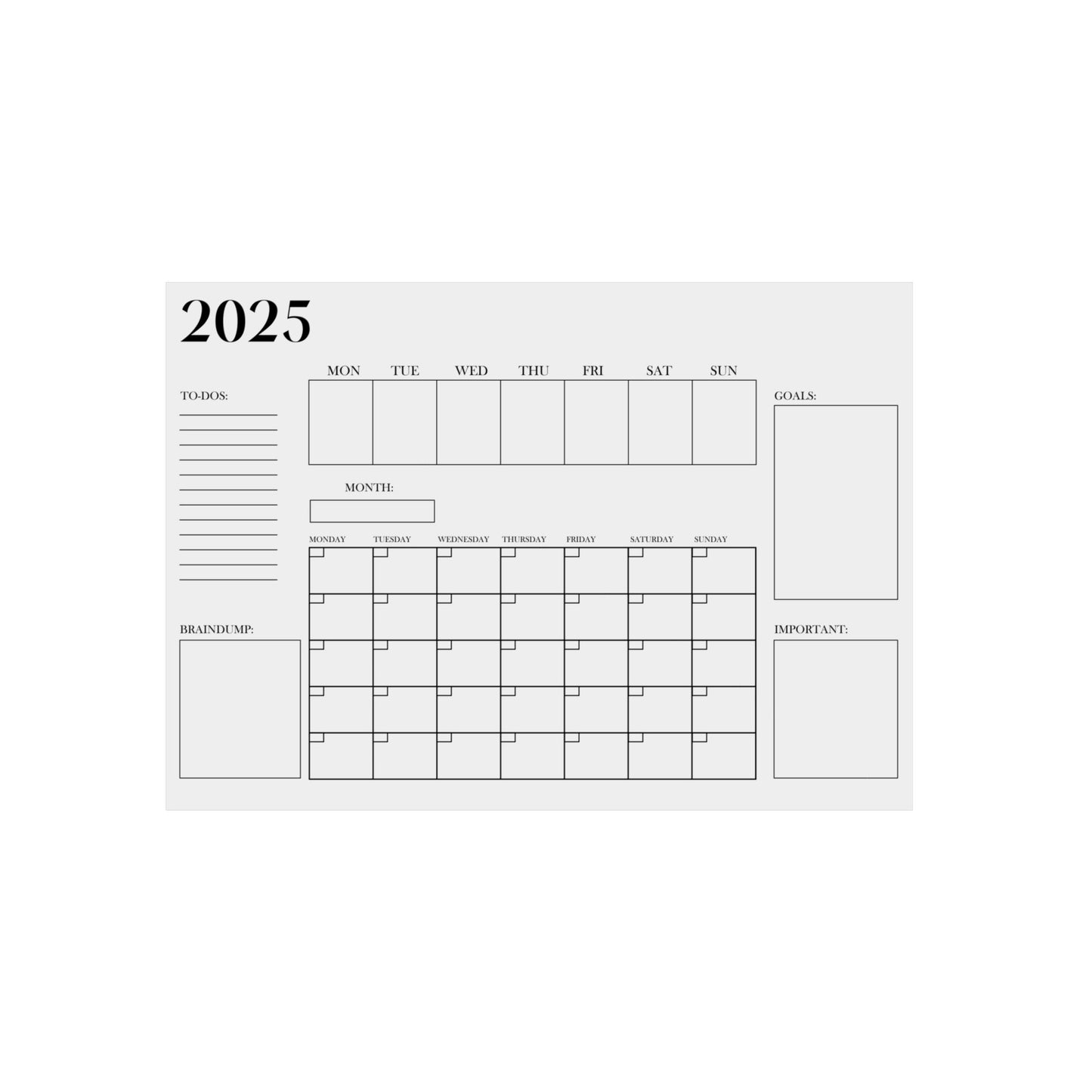 2025 Weekly & Monthly Planner Calendar