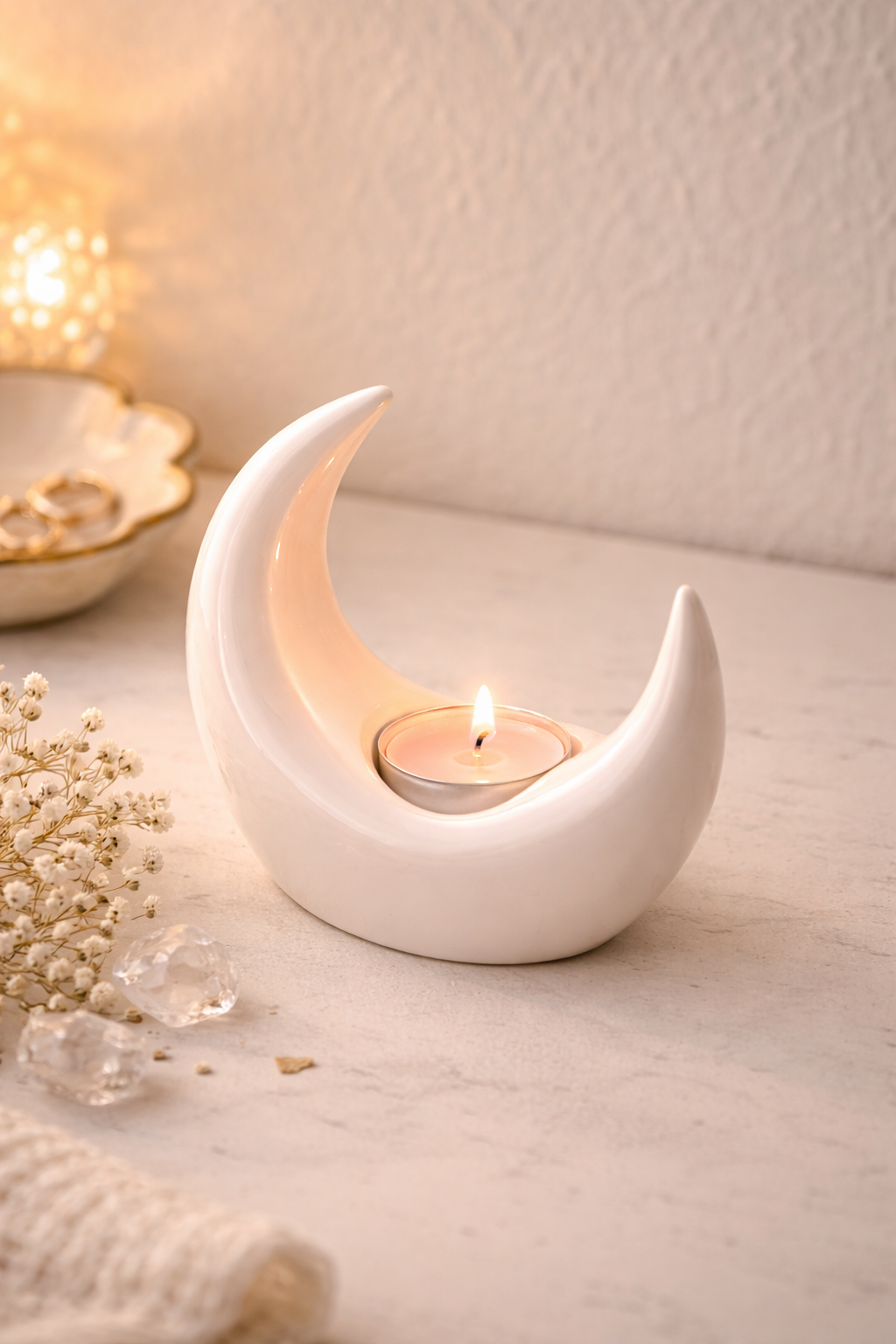 Moderner Mond Teelichthalter 3D gedruckt