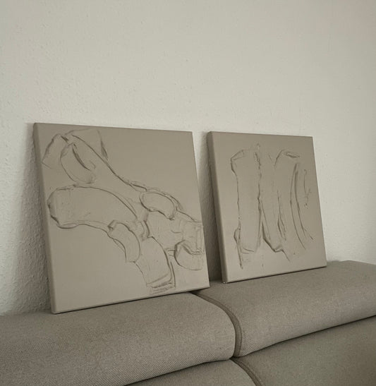 "COLLISION" (links) und "TEMPER" (rechts) DUO - Set mit 2 Gemälden