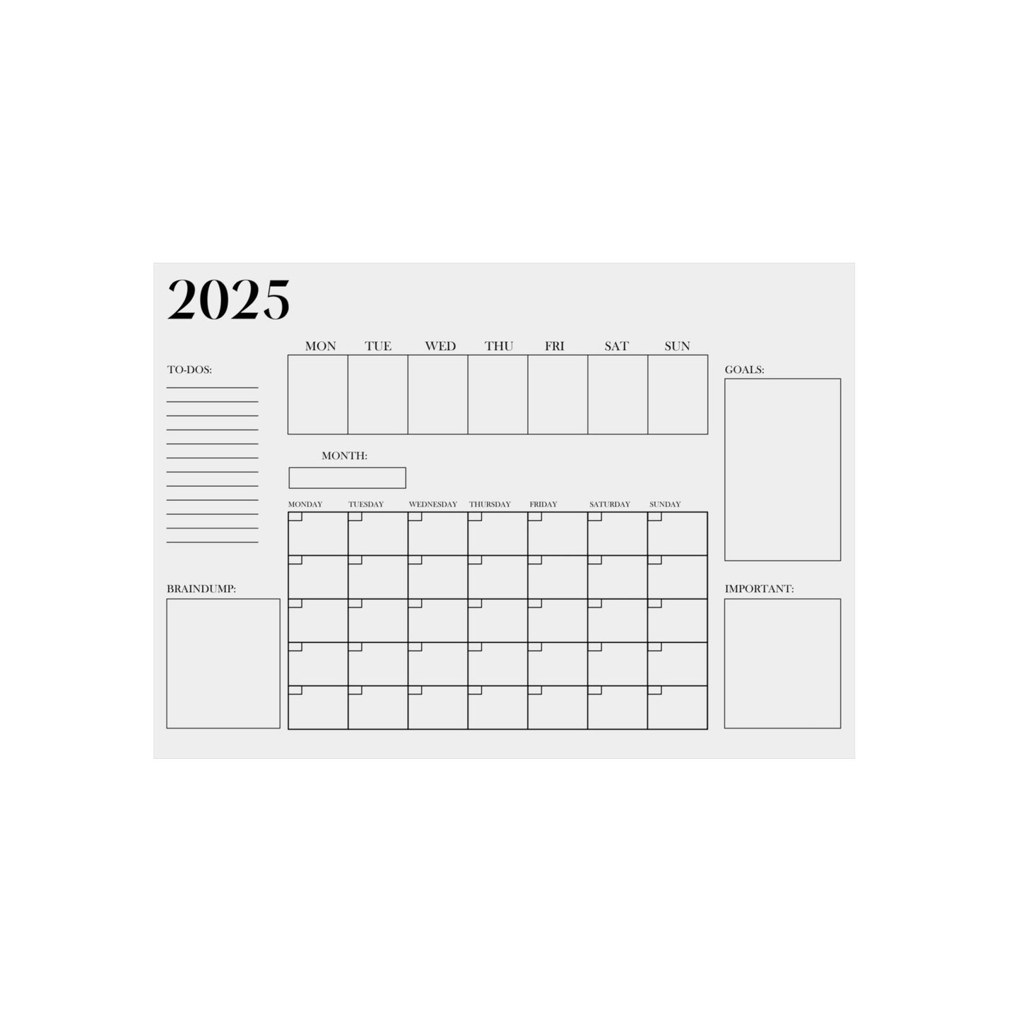 2025 Weekly & Monthly Planner Calendar