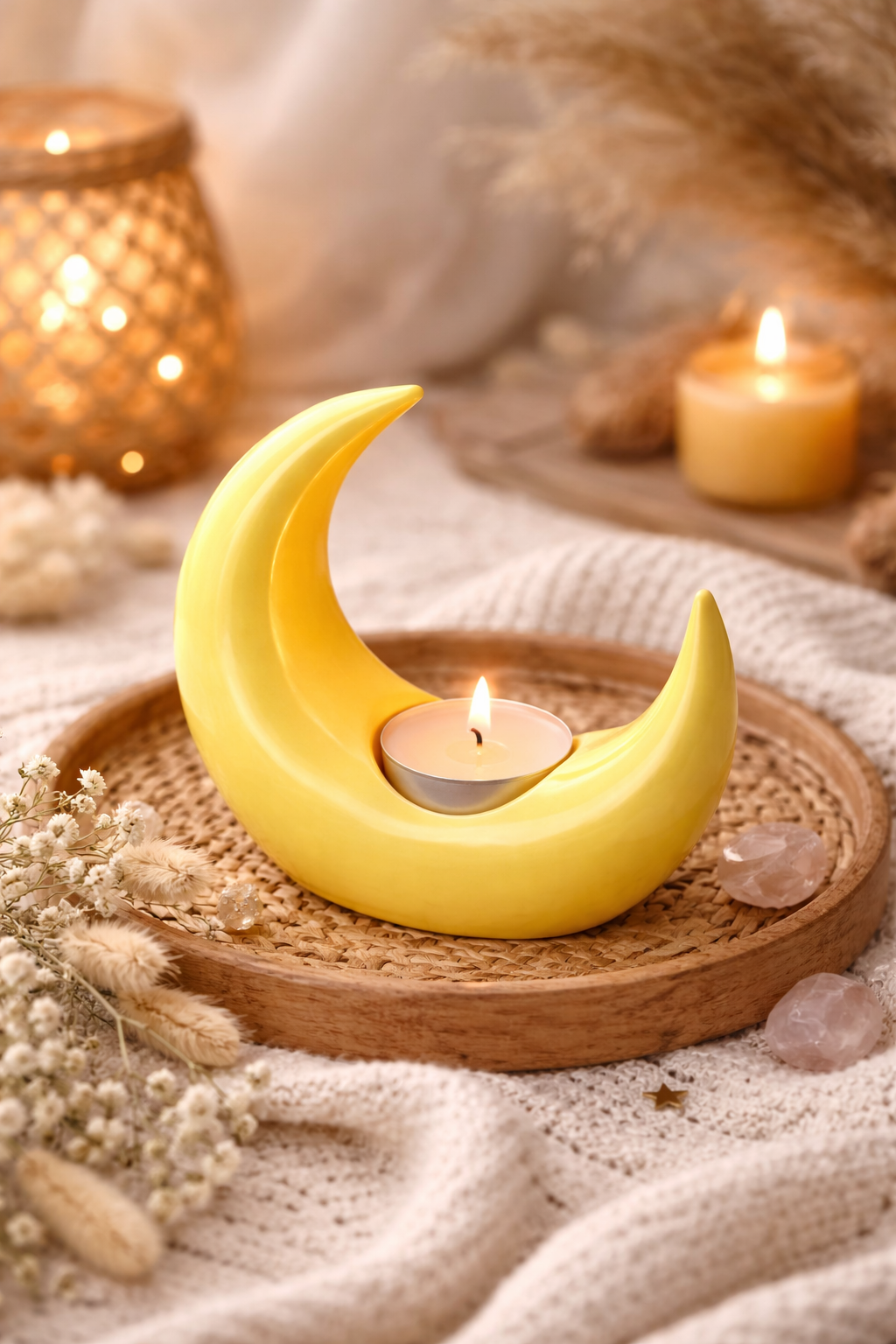 Moderner Mond Teelichthalter 3D gedruckt