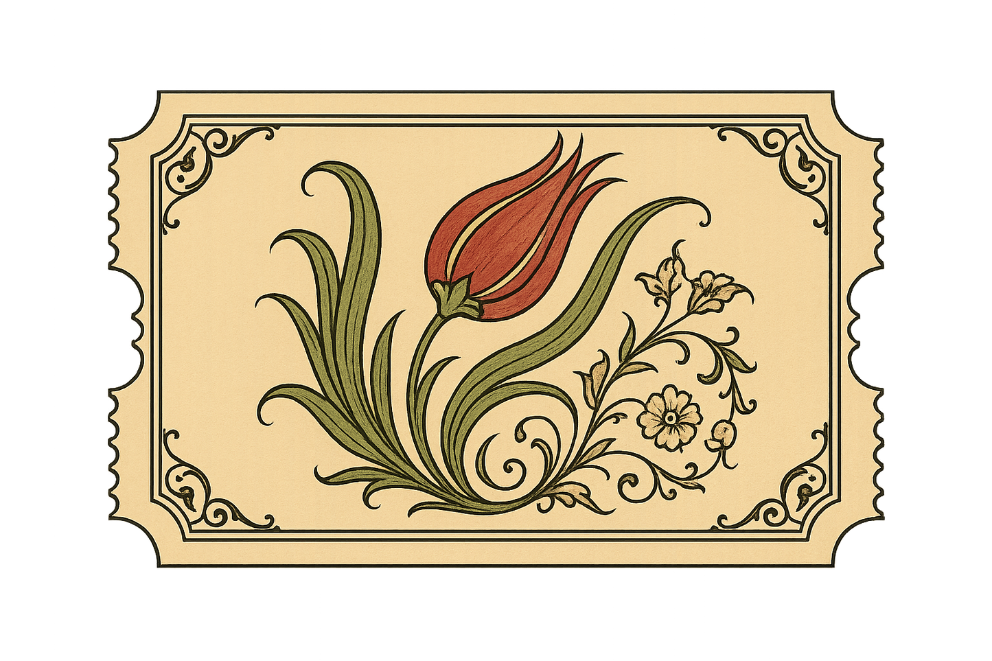 osmanische tulpe als ticket ohne hintergrund