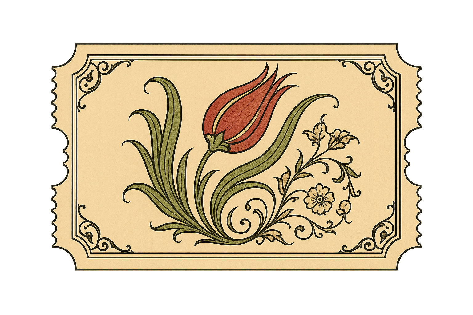 osmanische tulpe als ticket ohne hintergrund